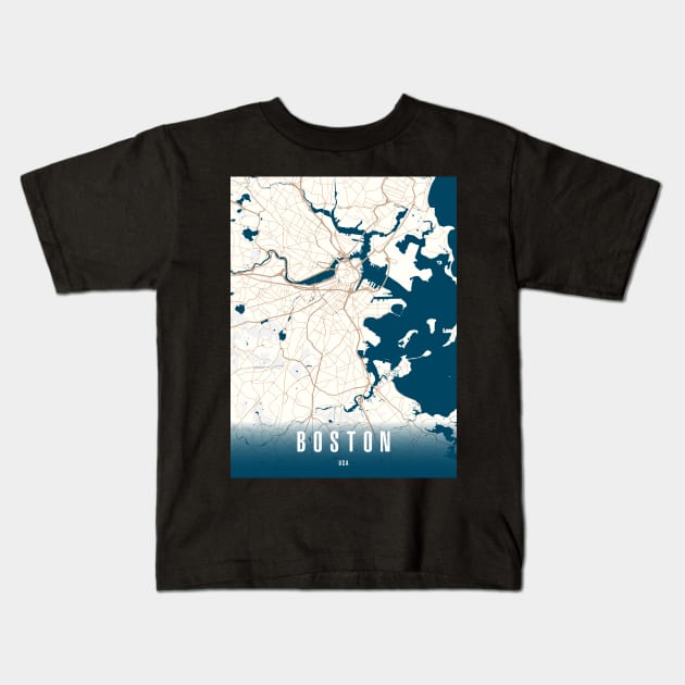 boston city map Kids T-Shirt by PrintstaBee